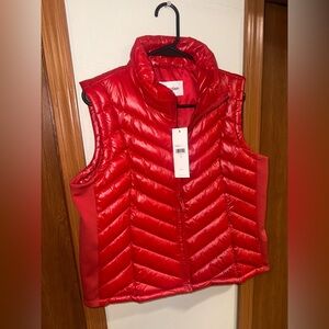 Calvin Klein Womens Vibrant Red Quilted Vest